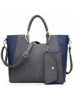 Marco collection Women's Satchel Handbags Top Handle stylist purse Vegan Leather Shoulder Bags for Women and Wallet Set