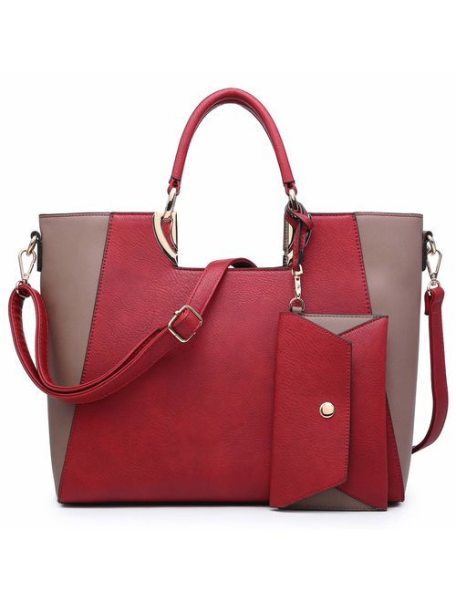 Marco collection Women's Satchel Handbags Top Handle stylist purse Vegan Leather Shoulder Bags for Women and Wallet Set