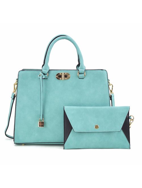 Marco collection Women's Satchel Handbags Top Handle stylist purse Vegan Leather Shoulder Bags for Women and Wallet Set