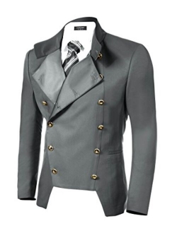 Men's Casual Double-Breasted Jacket Slim Fit Blazer