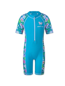 TFJH E 1PCS Girls Long Sleeve Swimsuit UPF 50+ Rashguard Sunsuits with Zip