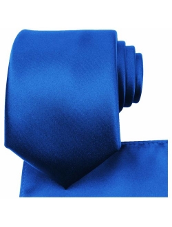 KissTies Solid Tie Set Satin Wedding Ties + Pocket Square + Gift Box