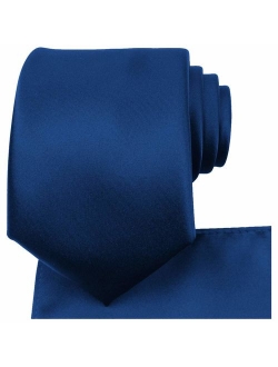 KissTies Solid Tie Set Satin Wedding Ties + Pocket Square + Gift Box