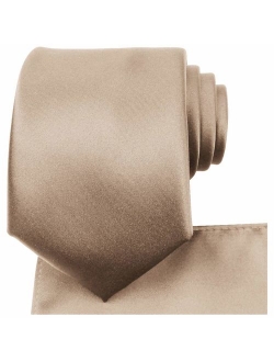 KissTies Solid Tie Set Satin Wedding Ties + Pocket Square + Gift Box