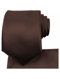 KissTies Solid Tie Set Satin Wedding Ties + Pocket Square + Gift Box