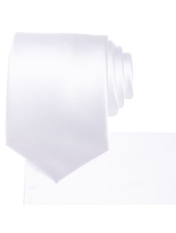 KissTies Solid Tie Set Satin Wedding Ties + Pocket Square + Gift Box