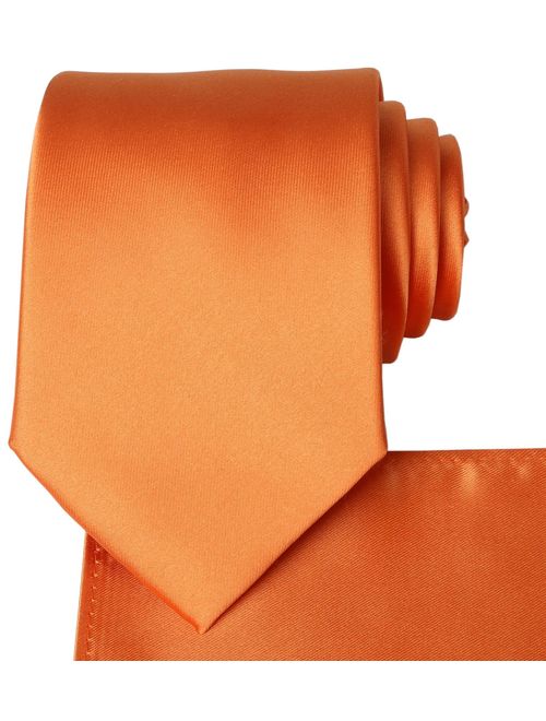 KissTies Solid Tie Set Satin Wedding Ties + Pocket Square + Gift Box