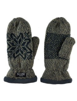 Bruceriver Women Snowflake Knit Mittens with Warm Thinsulate Fleece Lining