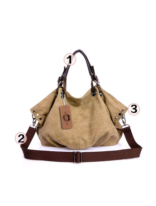 KISS GOLD(TM) European Style Canvas Large Tote Top Handle Bag Shopping Hobo Shoulder Bag, Large Size 22 '' X6.3'' X 14.2 ''