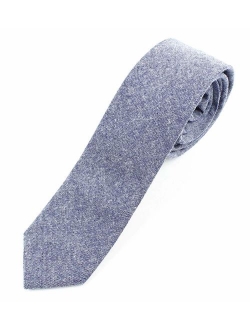 Men's Chambray Cotton Skinny Necktie Tie Textured Distressed Style - 2 1/2