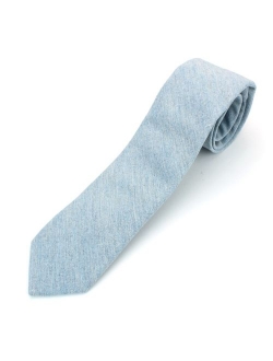 Men's Chambray Cotton Skinny Necktie Tie Textured Distressed Style - 2 1/2