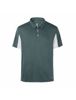 Men's Short Sleeve Moisture Wicking Performance Golf Polo Shirt, Side Blocked, Tall Sizes: M-7XL