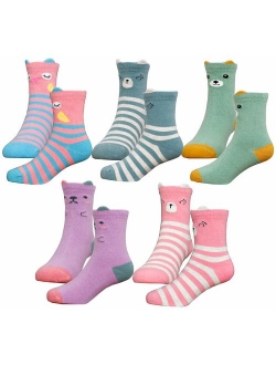 HzCodelo Kids Toddler Big Little Girls Fashion Cotton Crew Cute Socks -5 Pairs