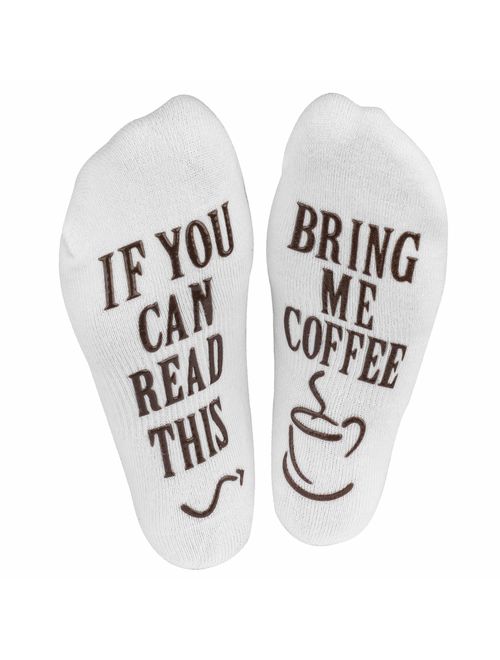 Haute Soiree - Women's Novelty Socks - "If You Can Read This, Bring Me Some" (Wine, Chocolate, Coffee) Novelty Socks