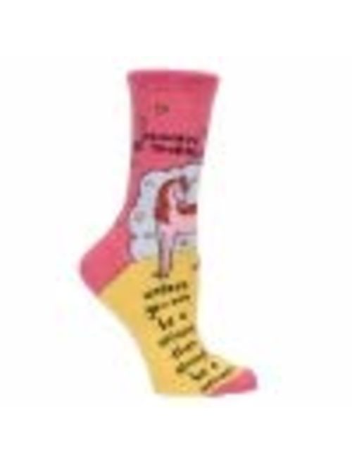 Blue Q Women's Novelty Crew Socks (fit women's shoe size 5-10)