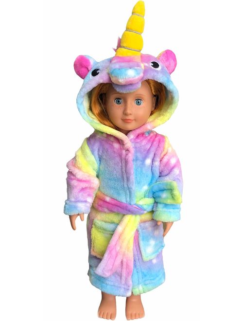 Unicorn Hooded Bathrobe Sleepwear Matching Doll & Girls Gifts