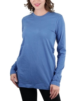 ToBeInStyle Women's Cotton-Blend Crew-Neck Staple Top with Long Sleeves