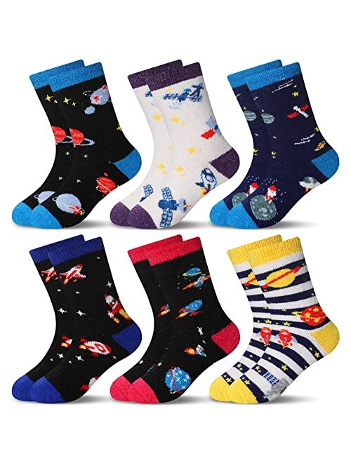 Eocom 6 Pairs Children's Winter Warm Wool Socks Kids Boys Girls Socks