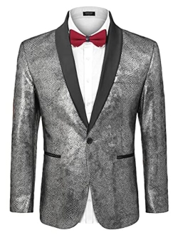 Men's Fashion Suit Jacket Blazer One Button Luxury Weddings Party Dinner Prom Tuxedo Gold Silver