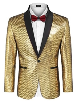 Men's Fashion Suit Jacket Blazer One Button Luxury Weddings Party Dinner Prom Tuxedo Gold Silver