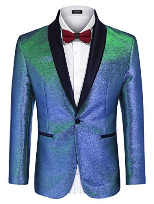 COOFANDY Men's Fashion Suit Jacket Blazer One Button Luxury Weddings Party Dinner Prom Tuxedo Gold Silver