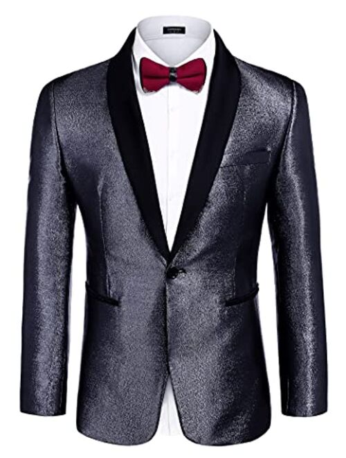 COOFANDY Men's Fashion Suit Jacket Blazer One Button Luxury Weddings Party Dinner Prom Tuxedo Gold Silver