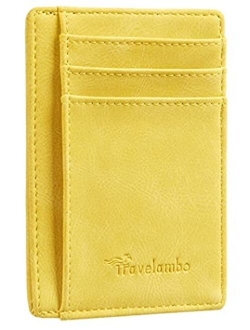 Front Pocket Minimalist Leather Slim Wallet RFID Blocking Medium Size