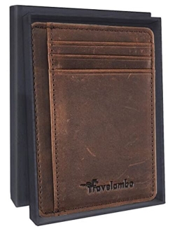 Front Pocket Minimalist Leather Slim Wallet RFID Blocking Medium Size