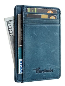 Front Pocket Minimalist Leather Slim Wallet RFID Blocking Medium Size