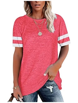 OMSJ Womens Summer Tops Casual Short Sleeve T-Shirts