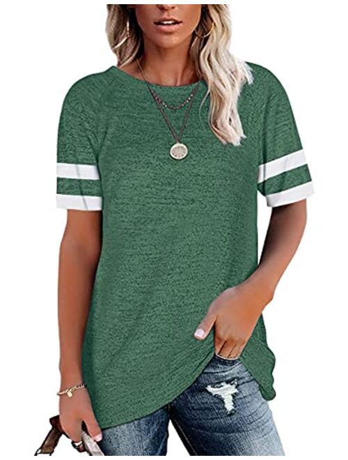 OMSJ Womens Summer Tops Casual Short Sleeve T-Shirts