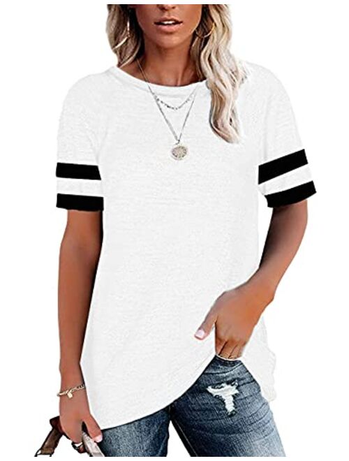 OMSJ Womens Summer Tops Casual Short Sleeve T-Shirts