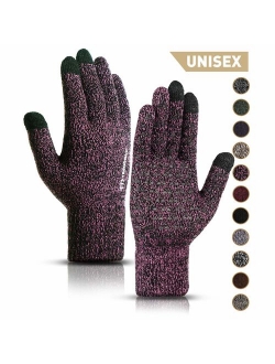 TRENDOUX Winter Gloves for Men and Women - Upgraded Touch Screen Anti-Slip Silicone Gel - Elastic Cuff - Thermal Soft Wool Lining - Knit Stretchy Material