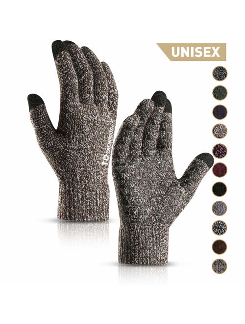 TRENDOUX Winter Gloves for Men and Women - Upgraded Touch Screen Anti-Slip Silicone Gel - Elastic Cuff - Thermal Soft Wool Lining - Knit Stretchy Material