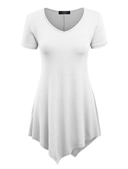 Women's Casual Short Sleeve Comfy Tunic Swing Dress Loose Blouse Top for Leggings Plus Size XS-5XL