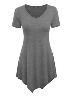 Women's Casual Short Sleeve Comfy Tunic Swing Dress Loose Blouse Top for Leggings Plus Size XS-5XL