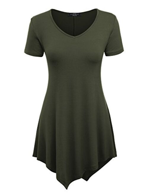 Made By Johnny Women's Casual Short Sleeve Comfy Tunic Swing Dress Loose Blouse Top for Leggings Plus Size XS-5XL