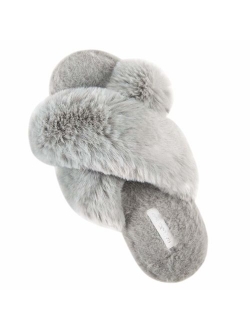 Cross Band Soft Plush Fleece House/Outdoor Slippers