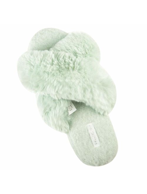 Cross Band Soft Plush Fleece House/Outdoor Slippers