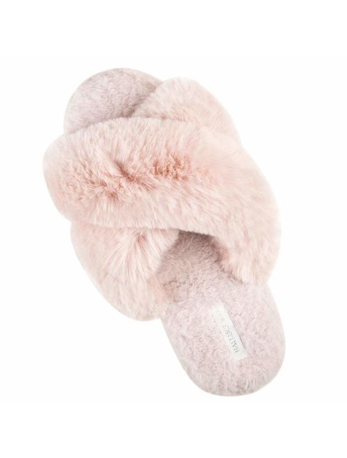 Cross Band Soft Plush Fleece House/Outdoor Slippers