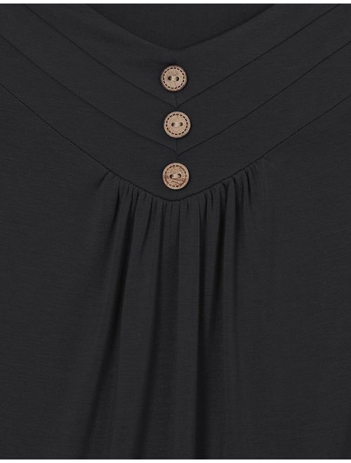 Viracy Women's Summer Button V Neck Pleated Spaghetti Strap Camisole Tank Tops