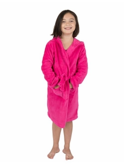 Kids Robe Boys Girls Solid Hooded Fleece Sleep Robe Bathrobe (2 Toddler-16 Years) Variety of Colors