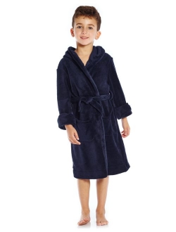 Kids Robe Boys Girls Solid Hooded Fleece Sleep Robe Bathrobe (2 Toddler-16 Years) Variety of Colors