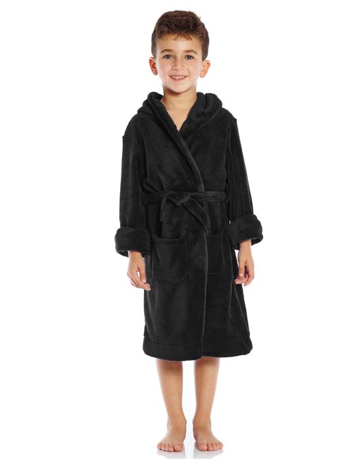 Leveret Kids Robe Boys Girls Solid Hooded Fleece Sleep Robe Bathrobe (2 Toddler-16 Years) Variety of Colors