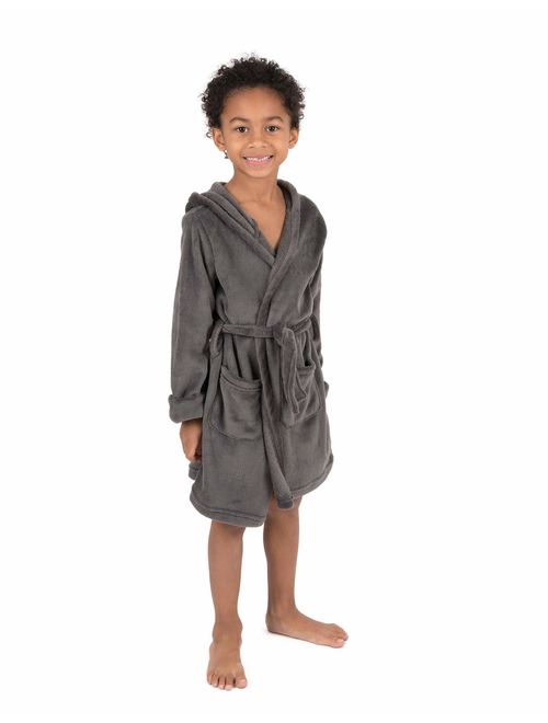 Leveret Kids Robe Boys Girls Solid Hooded Fleece Sleep Robe Bathrobe (2 Toddler-16 Years) Variety of Colors