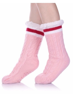 SDBING Women's Winter Super Soft Warm Cozy Fuzzy Fleece-lined Christmas Gift With Grippers Slipper Socks