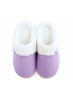 NineCiFun Women's Slip on Fuzzy Slippers Memory Foam House Slippers Outdoor Indoor Warm Plush Bedroom Shoes Scuff with Fur Lining