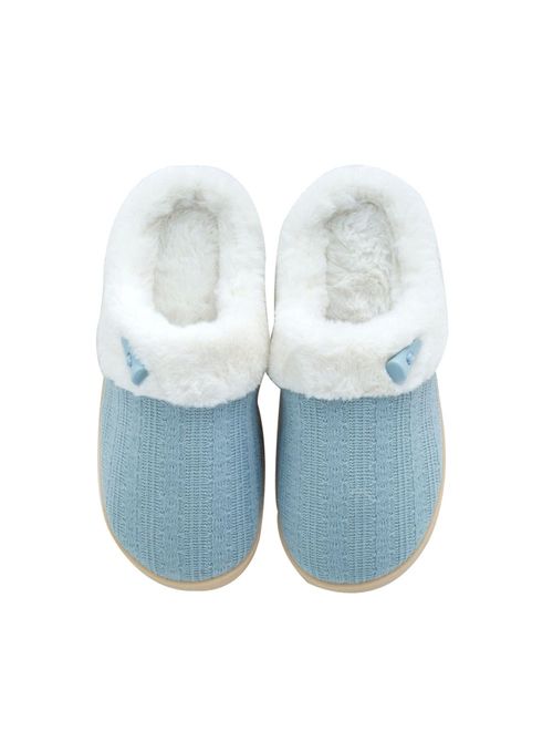 NineCiFun Women's Slip on Fuzzy Slippers Memory Foam House Slippers Outdoor Indoor Warm Plush Bedroom Shoes Scuff with Fur Lining