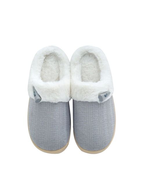 NineCiFun Women's Slip on Fuzzy Slippers Memory Foam House Slippers Outdoor Indoor Warm Plush Bedroom Shoes Scuff with Fur Lining