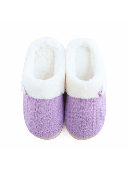 NineCiFun Women's Slip on Fuzzy Slippers Memory Foam House Slippers Outdoor Indoor Warm Plush Bedroom Shoes Scuff with Fur Lining